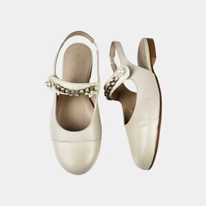 Blublonc Taupe Captoe Pearl Slingback Shoes